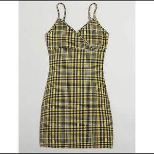 Surplice Neck Plaid Bodycon Dress